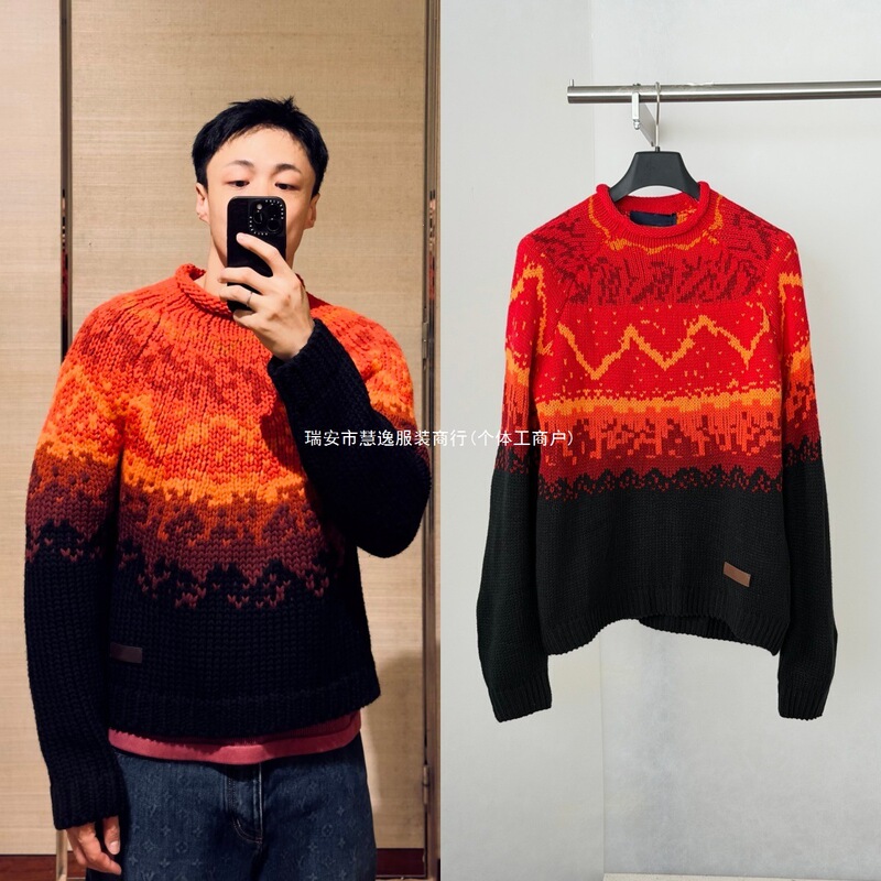 Top-quality 26SS trendy brand new Volcom Fair Isle gradient jacquard knit sweater with a rolled collar, for men and women Top-quality 26SS trendy brand new Volcom Fair Isle gradient jacquard knit sweater with a rolled collar, for men and women