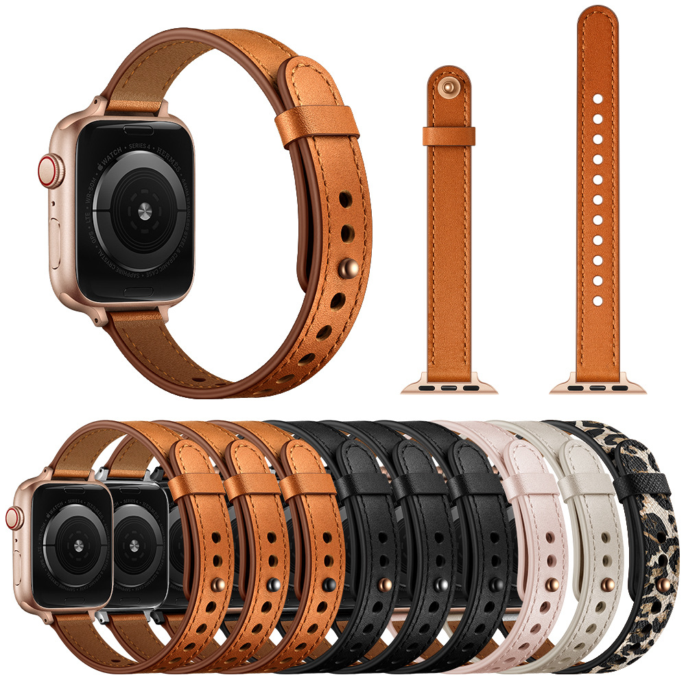 18g Weight Apple watch watchband Classification Genuine leather Material Solid Color Pattern Retro Style Retro Solid Color Apple Watch Watchband 无