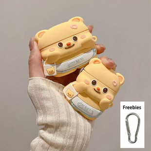 Backpack Bear Apple Bluetooth Wireless Headset Silicone Cute Compatible with AirPods 1/2/3/4 Generation Pro 2