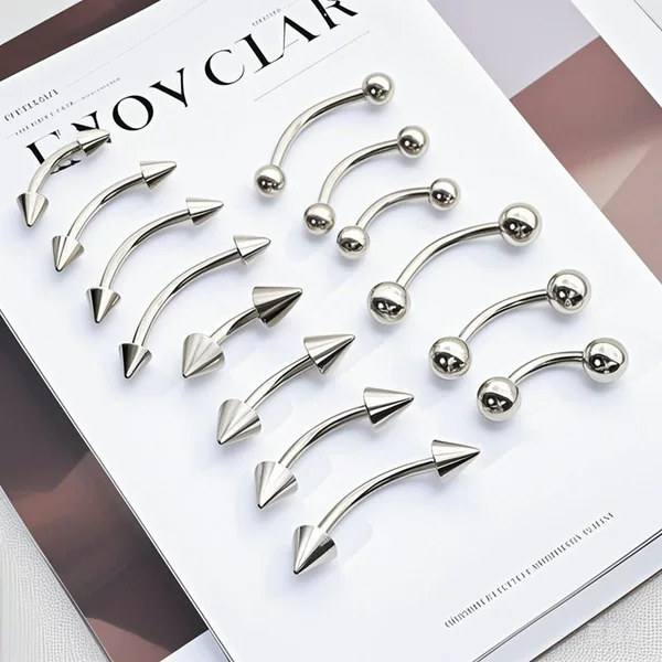 Piercing Jewelry Stainless Steel Eyebrow Nails Lip Nails European and American Amazon Hot Selling Titanium Steel Vacuum Electroplating Ear Nails Nose Nails