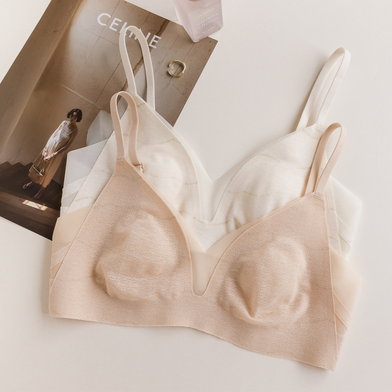 Original 2025 New Breathable Lace Gilt Mesh Summer Bra Thin Style Small Cool Rabbit Ears Intimates for Women