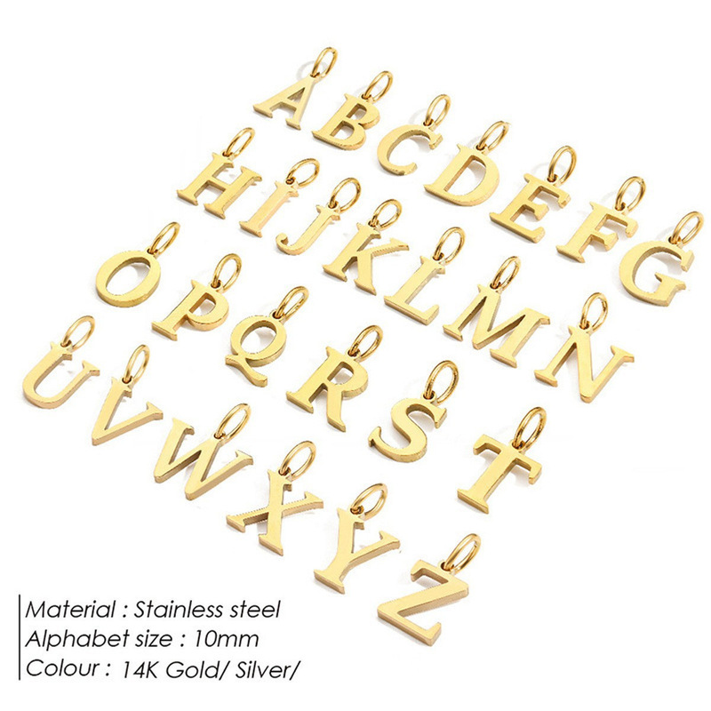 Fashion simple stainless steel titanium steel A- Z,26 letters pendant couple bracelet necklace pendant DIY jewelry accessories