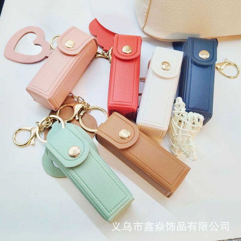 Heart-Shaped High-Value Portable Mini Lipstick Bag with Makeup Mirror, Lip Gloss, and Makeup Accessories for Girls, Leather Bag Charm Pendant Heart-Shaped High-Value Portable Mini Lipstick Bag with Makeup Mirror, Lip Gloss, and Makeup Accessories for Girls, Leather Bag Charm Pendant