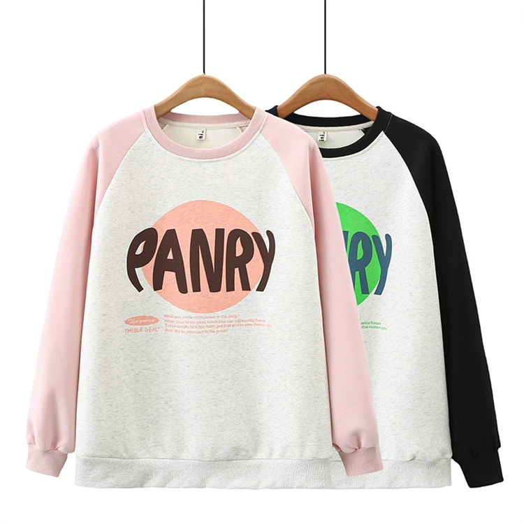 Плюс Размер Женский Топ 2023 Осень Новый пухлая девушка Мода Возрастной подбор цветов Утолщенный свитер с круглым вырезом и принтом 926