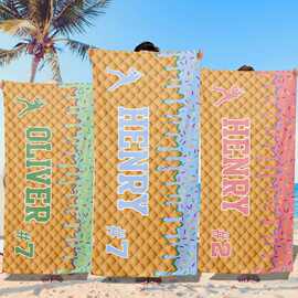 字体风格个性化沙滩浴巾 个性化定义池毛巾浴巾 名字生日假期E18