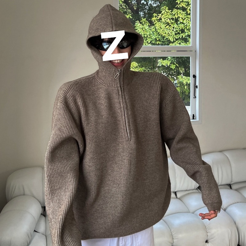Velvet design sweater with hood with zipper for men and women