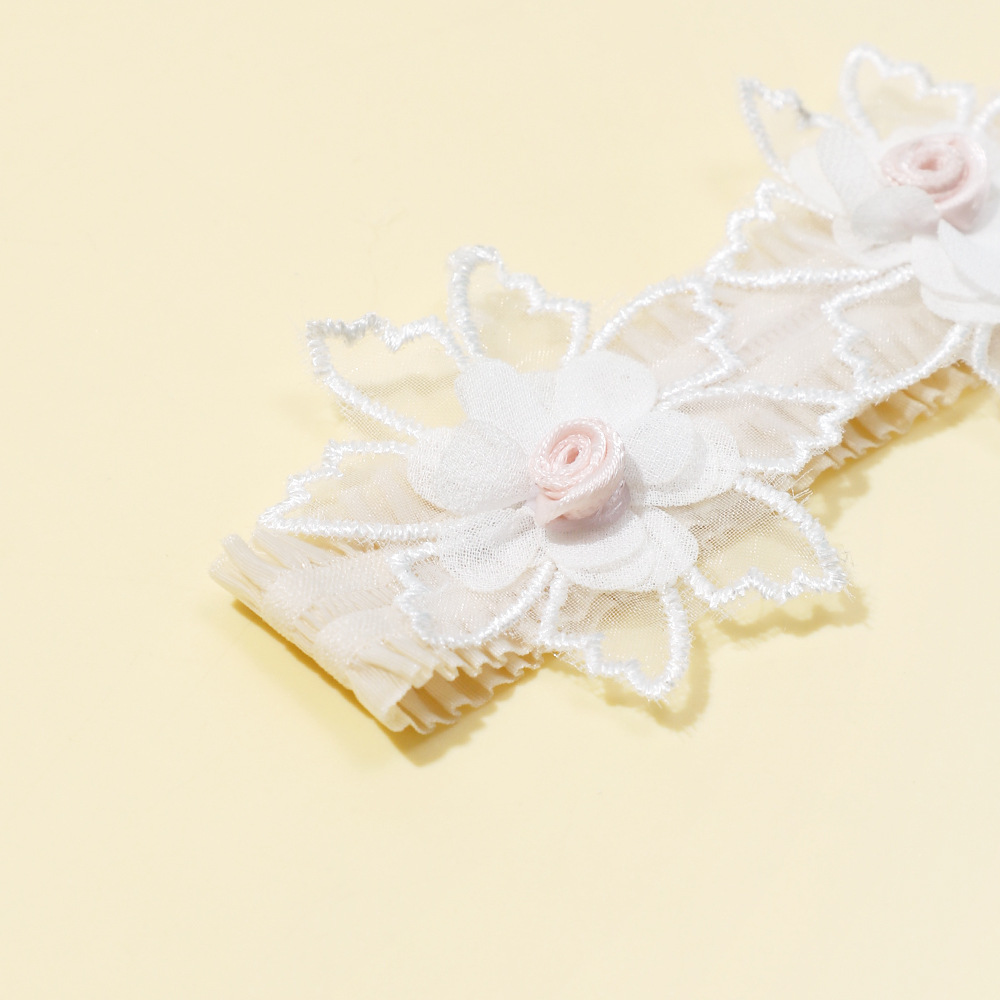 Europa e Stati Uniti transfrontalieri nuovi accessori per capelli per bambini tinta unita pizzo per bambini tre piccoli fiori fascia per capelli fascia elastica per bambini_voghion.com