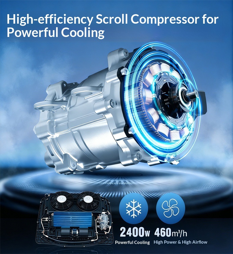 Cross-Border Supply of Integrated Parking Air Conditioners 12V24V Top-Mounted Inverter with High Cooling Capacity for Cooling and Heating in Light Trucks and Rvs