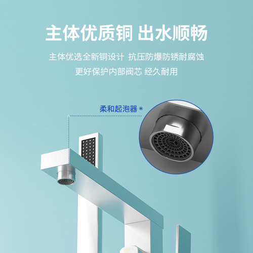 Cross-border landing all-copper cylinder edge shower head set column basin shower head cold and hot vertical bathtub faucet wholesale