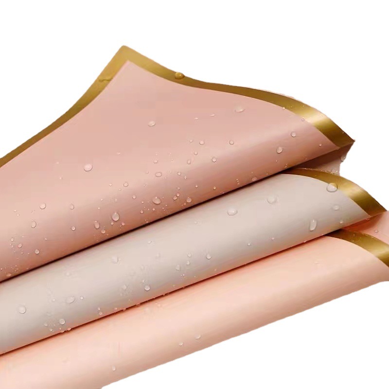 Lizgiran conocer a prueba de agua floral borde dorado bolsa de papel Flor de Papel ramo de flores material de embalaje