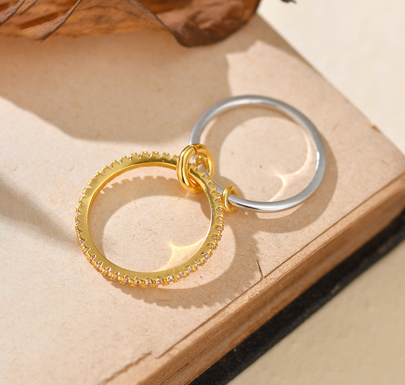 Bague Double Couche En Argent Sterling 925 Avec Diamants Élégante_voghion.com