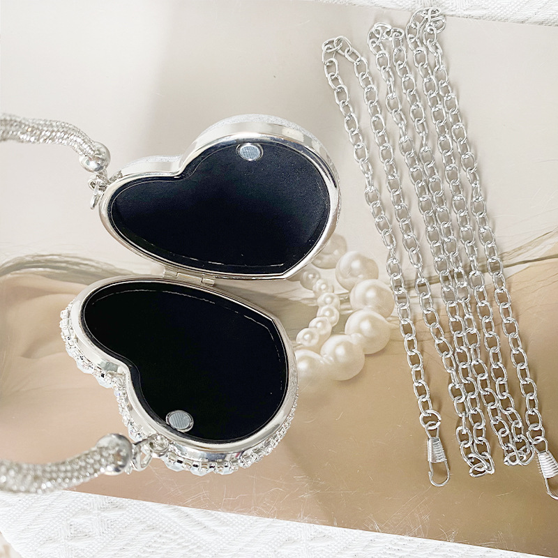 Heart-shaped Shape Rhinestone Glass Heart Shape Heart-shaped Evening Bags