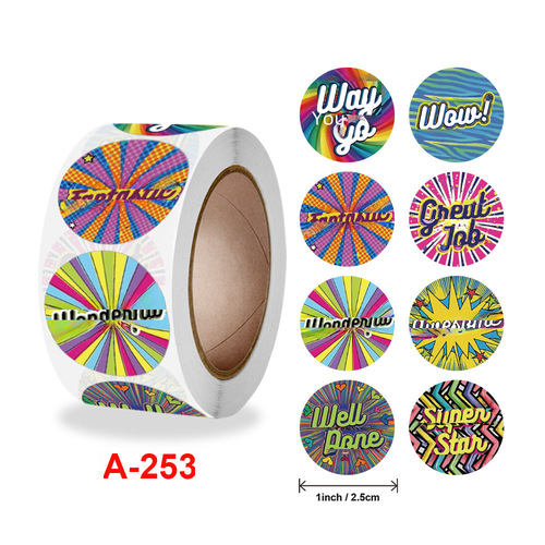 Wholesale Teacher Reward Student Sticker English Cartoon Pattern Fun Encouraging Label Stationery Sticker