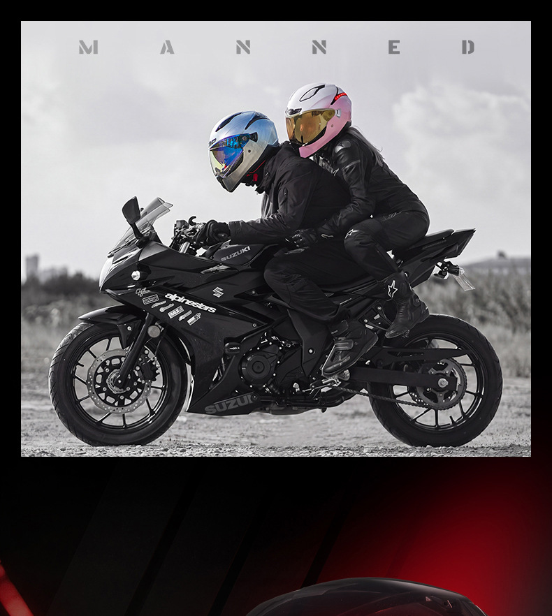 RNG New National Standard Motorcycle Helmet Full-Face Helmet for Men and Women with Dual Visors, Ventilation, Sun Protection, and Tail Light for Electric Vehicles