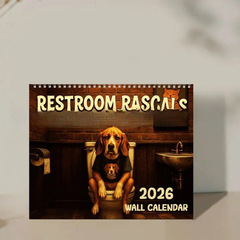 越境新商品 Restroom Rascals 「トイレのいたずらっ子」犬カレンダー 2026年壁掛けカレンダー