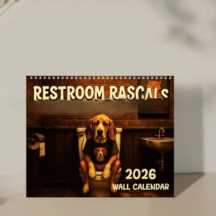 Cross-Border New Product Restroom Rascals "Toilet Rascals" Dog Version Calendar 2026 Wall Calendar