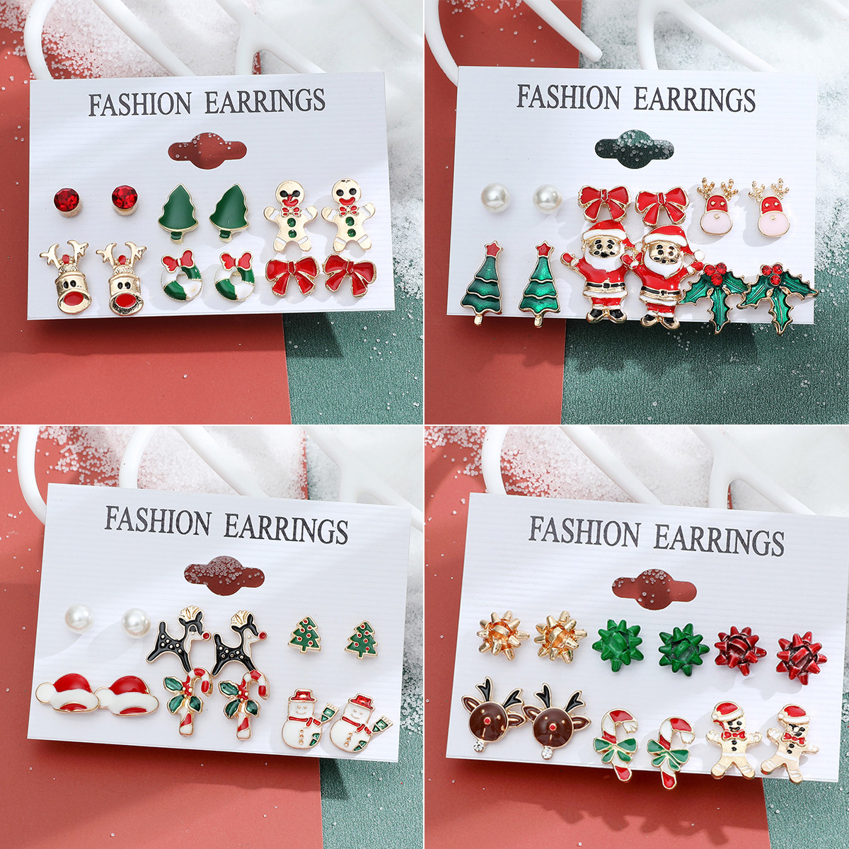 Fashion Snowflake Elk Alloy Plating Women's Drop Earrings Ear Studs 6 Pairs display picture 4