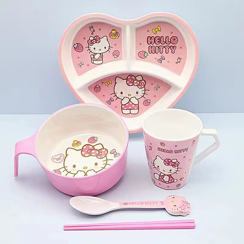 Children's Tableware Set, Shatterproof Cartoon Design, Medium Handle Bowl Options