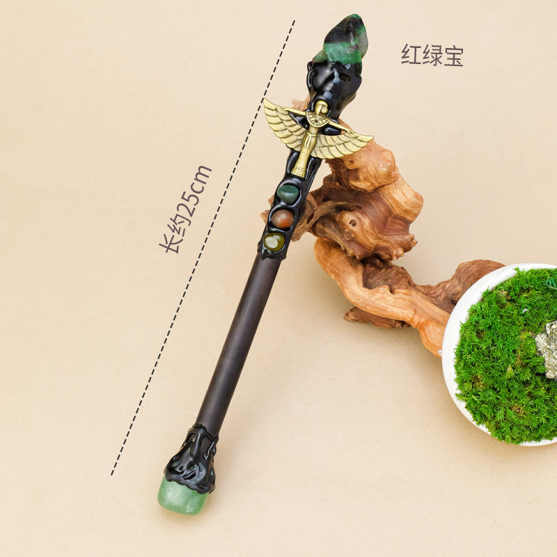 水晶原石权杖天然水晶半宝石打磨雕刻小火炬魔法棒家居节日装饰品|undefined