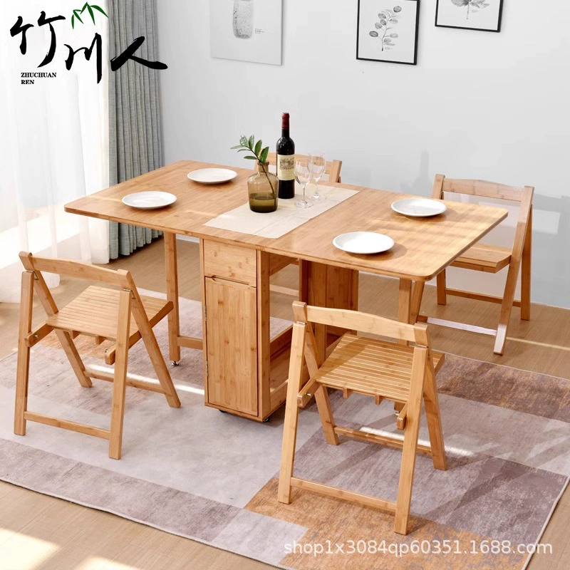 Складной обеденный стол Домашний небольшой обеденный стол простой современный подвижный прямоугольный стол из массива дерева столы и стулья