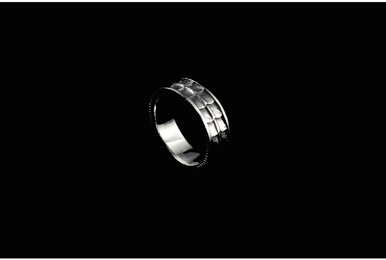 Vintage Designer Ring For Men Scale Pattern Handmade Silver Band_voghion.com