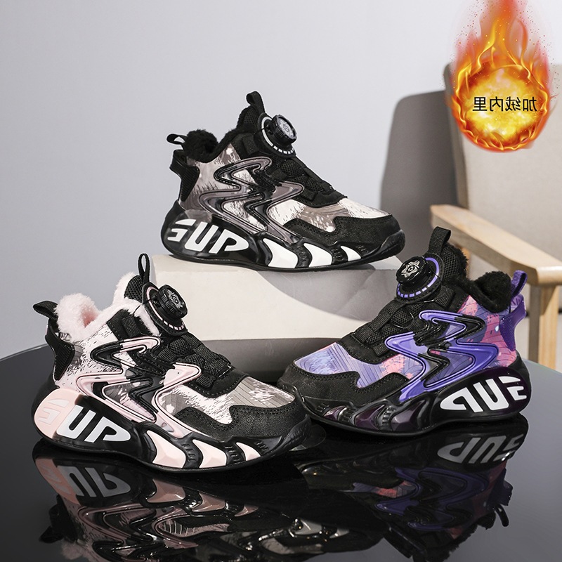 Zapatos de baloncesto para niños varones de 6 - 12 años de edad zapatos para niños 2025 nuevo otoño y invierno para correr zapatillas deportivas de lana al por mayor