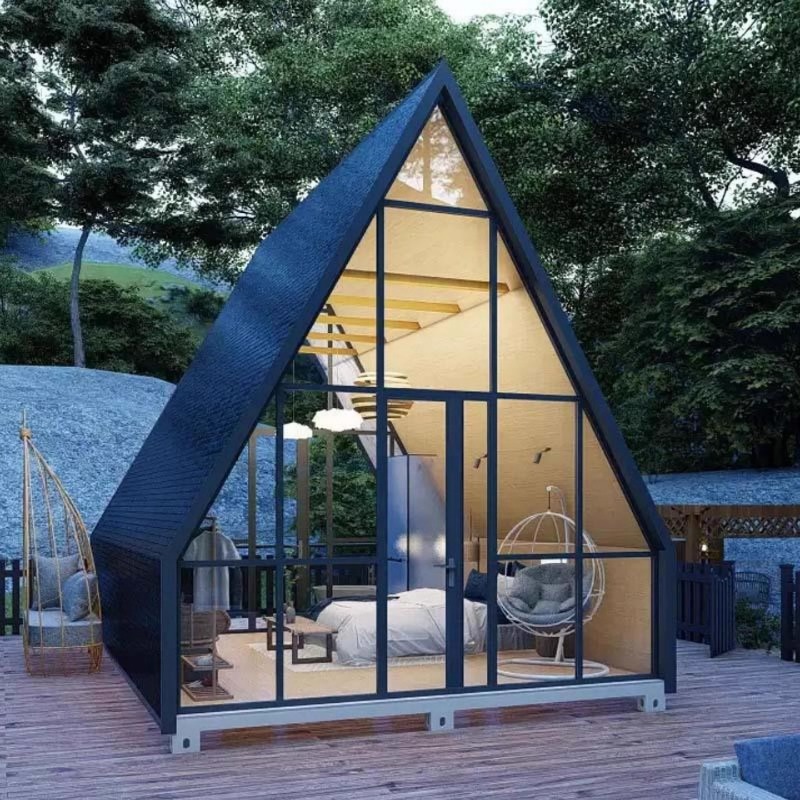 Red celebridad al aire libre triangular casa de madera hotel de alojamiento residencial móvil estrella de lujo salvaje casa de vacaciones Villa Club