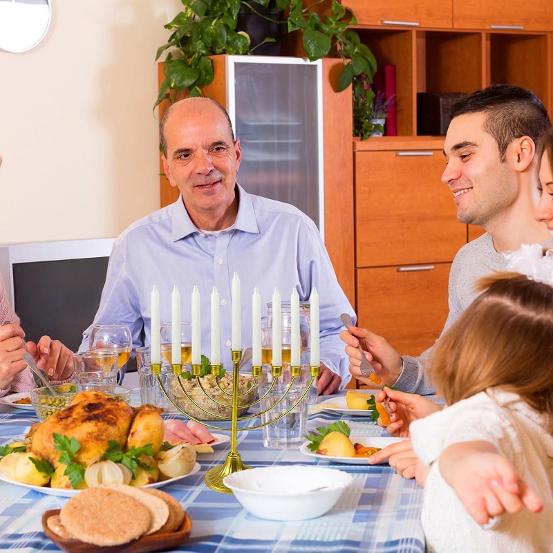 Israel transfronterizo candelabro de nueve cabezas Hanukkah candelabro de hierro forjado dorado oración festiva vintage candelabro