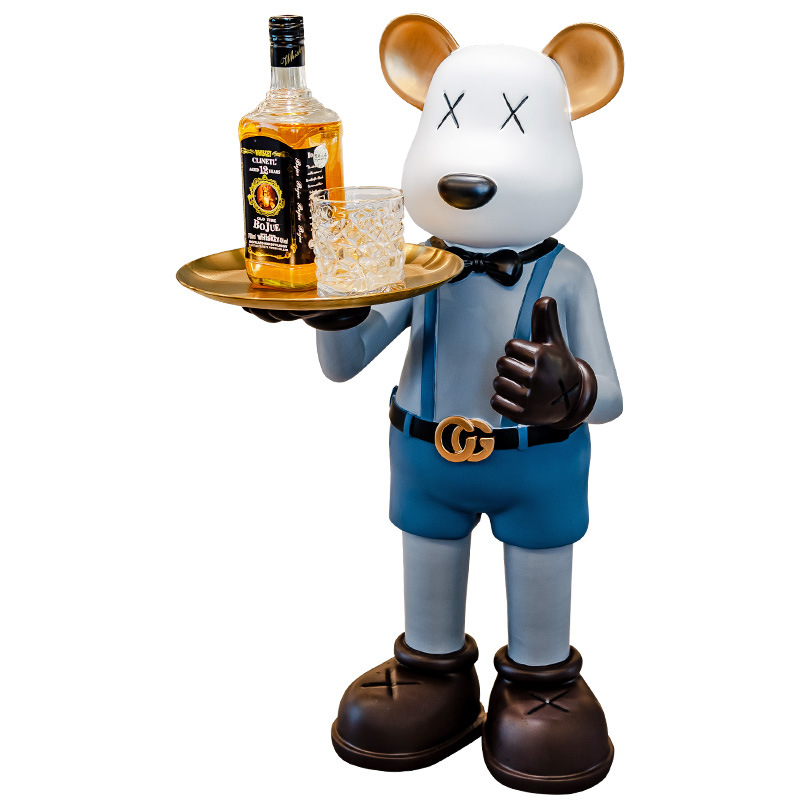 (2개) 창조적 인 폭력적인 곰 바닥 방 장식 큰 장식품 거실 보관 샘플 플레이트 집들이 새 집 선물