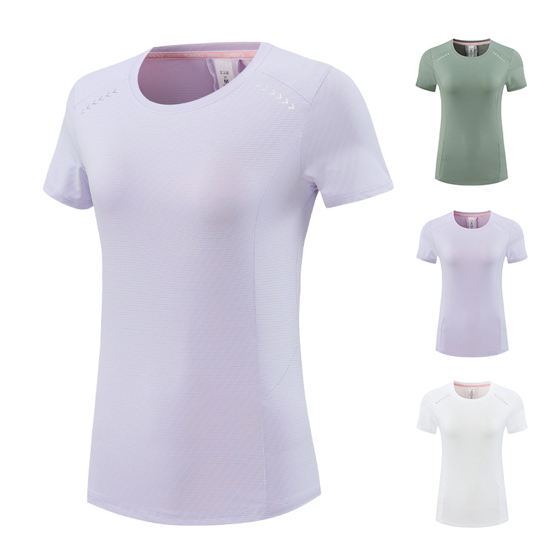Europa y América nuevas camisetas deportivas transfronterizas mujeres yoga de verano ropa de fitness para mujeres running casual mangas cortas transpirables secado rápido