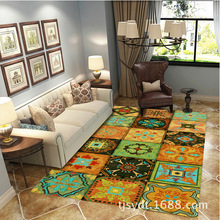 美式复古水晶绒地毯家用拼接客厅沙发茶几毯民宿耐脏可洗地毯全铺