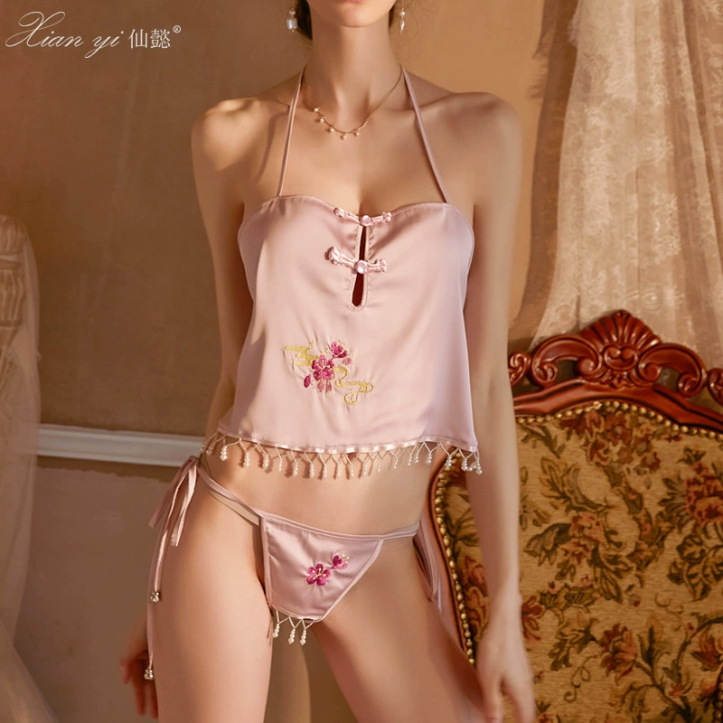 Fairy Yi Осеннее белье Женское сексуальное винтажное платье с вышивкой на животе Тонкая Пижама Униформа костюм 311