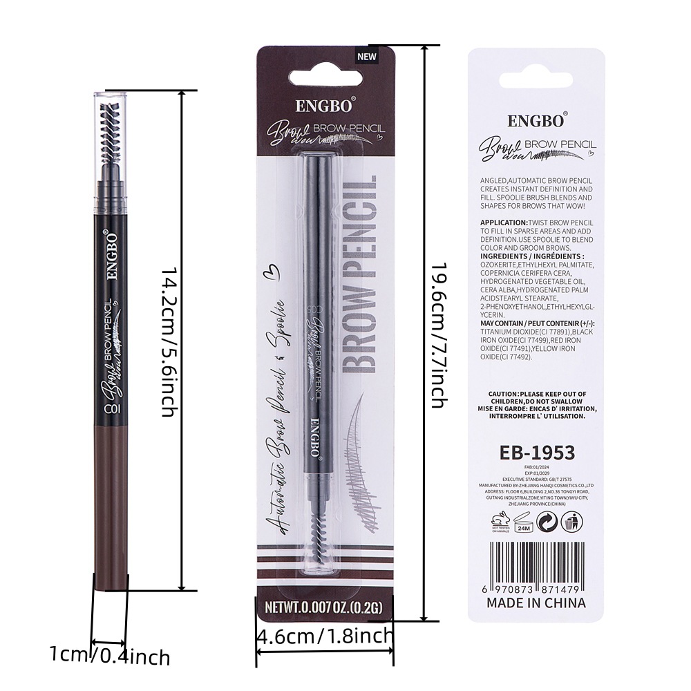 ENGBO's dual-head eyebrow pencil for foreign trade comes with an eyebrow brush that automatically rotates, ensuring long-lasting eye cosmetics without smudge undefined