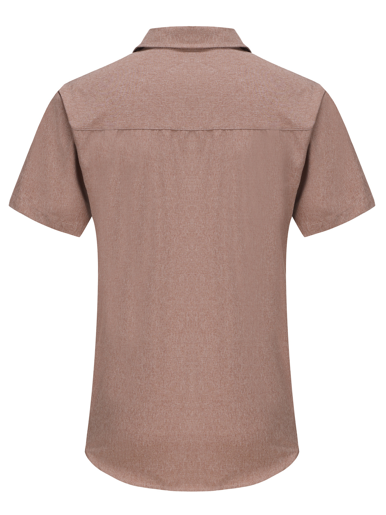 Herrenhemd, sommerlicher, kühler Strandurlaub, kurzärmliger, einfarbiger, lockerer Kragen, Oberteil mit bügelfreien Knöpfen_voghion.com