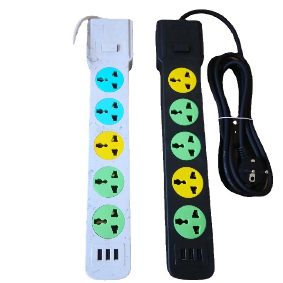 Enchufe de exportación para comercio exterior con USB, regleta de alimentación doméstica estándar británica y europea con múltiples tomas y interruptor, cable de extensión para regleta de alimentación.