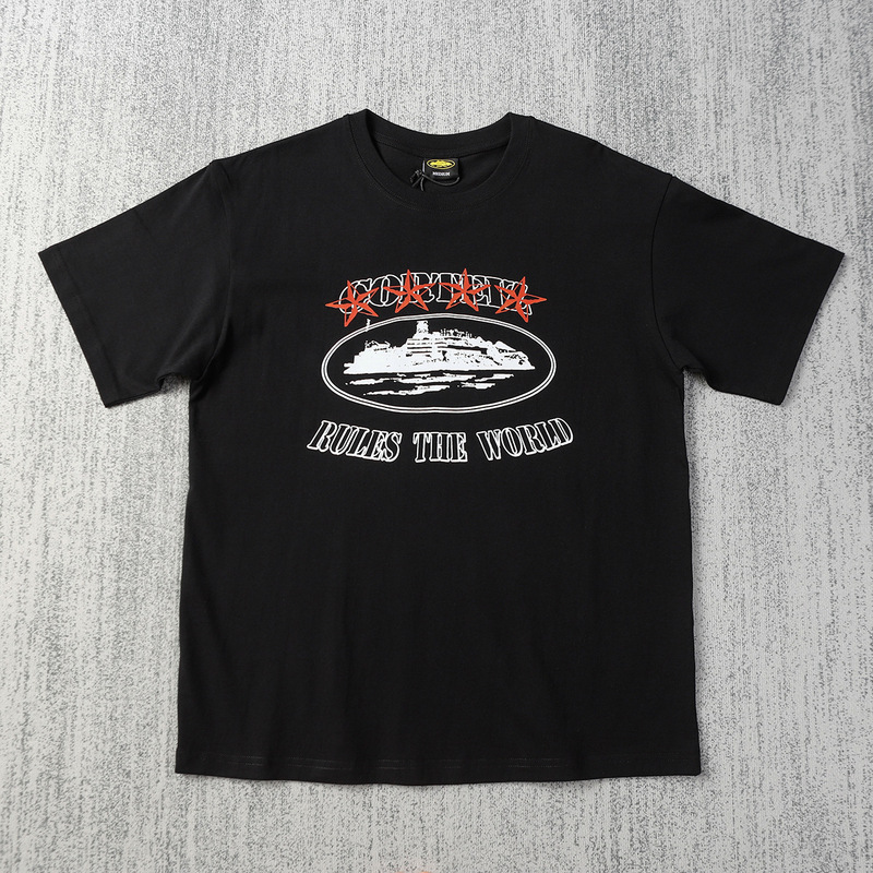 欧米のニッチなトレンドブランド、タイマー柄プリントが人気の万能半袖Tシャツ、夏らしいゆったりとしたカジュアルな半袖|undefined