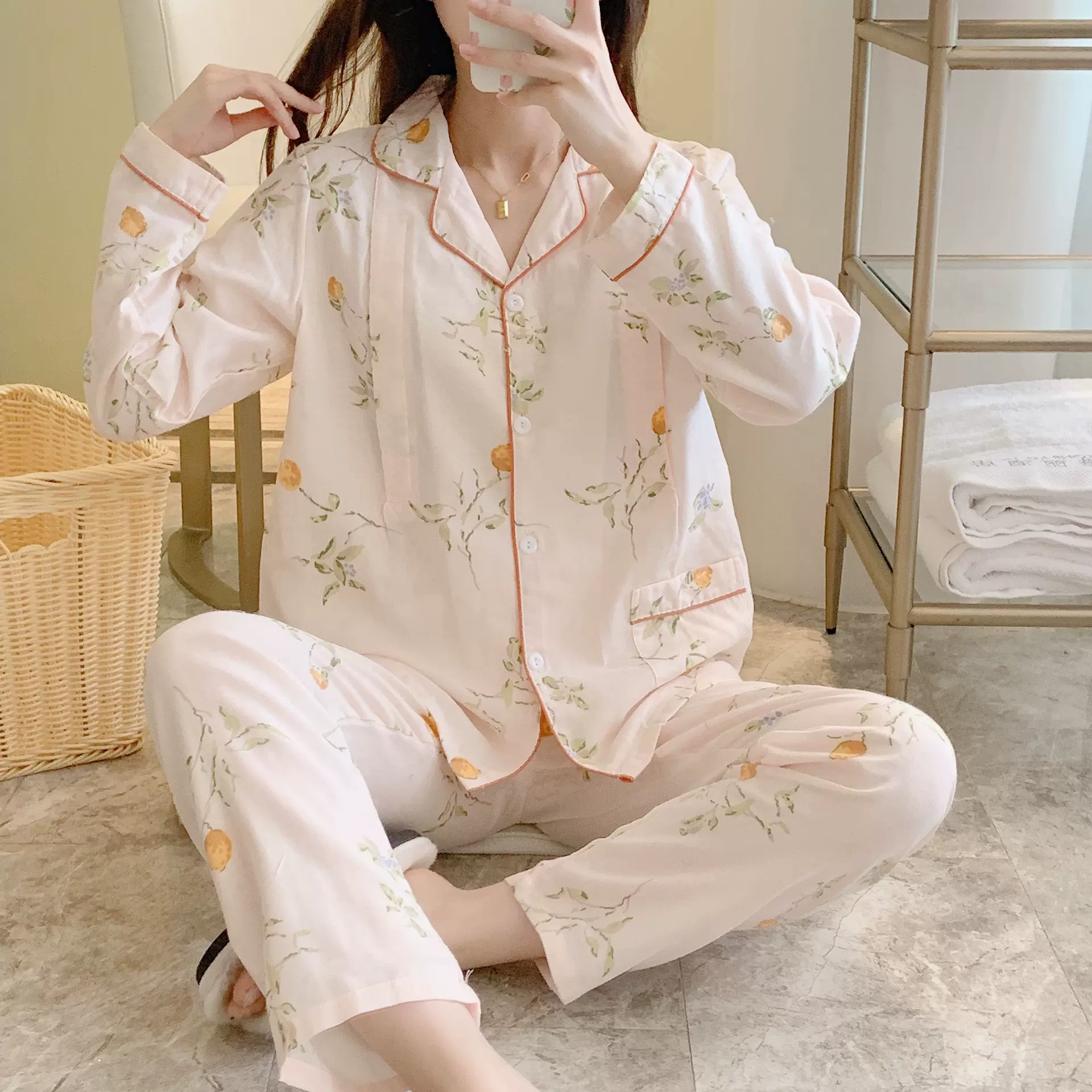 多款纱布翻领柠檬孕妇套装双层纱布月子服产妇喂奶哺乳衣一件代发
