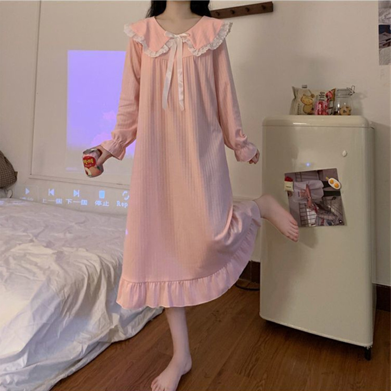 Pijama de mangas largas para mujeres pijamas de viento primavera y otoño para mujeres muñecas de hadas corte cuello princesa ropa de estilo para el hogar para mujeres