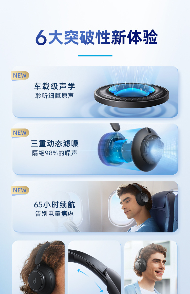 声阔Soundcore Space Q45头戴式无线蓝牙耳机三重动态滤噪A3040详情2