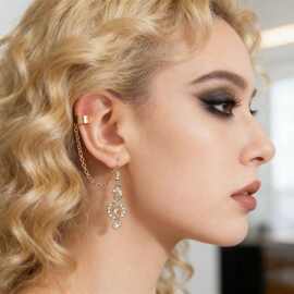 日韩流行镶钻音符气质不对称耳环earring闪耀个性音乐符号