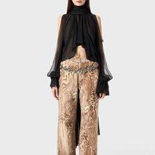 奥斯卡危险美学雪纺衫不规则上衣2025新款秋冬立领无袖纯色短衬衫