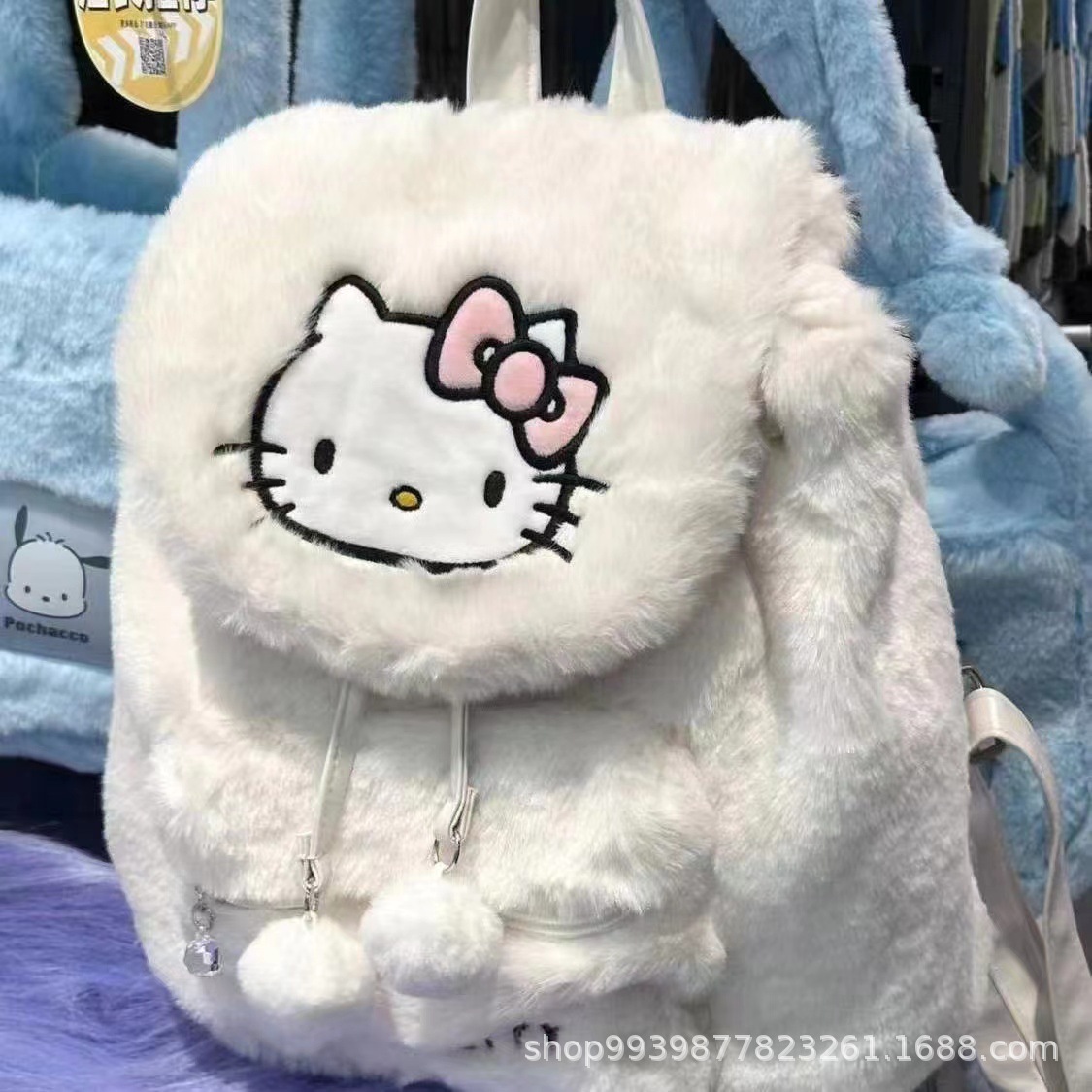 Cute Sanrio plush bag female niche design clamshell backpack Fashion casual Pacha dog Melody backpack