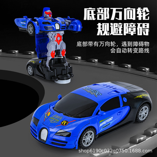 Children's electric cartoon car transforming robot toy light music boy toy car creative new style