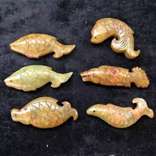 仿古做旧岫玉高古玉古玩玉器手把件海豚鱼摆件古董收藏老物件