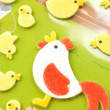 韓國卡通可愛動物立體3d植絨毛氈小貼紙兒童禮品裝飾粘貼畫批發