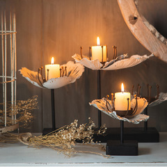 ins工業風蓮花燭台復古做舊民宿客廳燈具裝飾婚慶拍攝小蠟燭道具