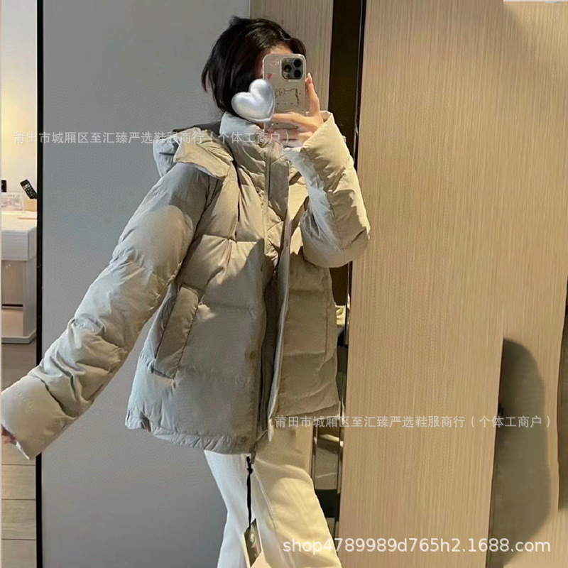 莆田高版本lulu同款puff五格羽绒服女保暖连帽加厚外套露露家泡芙|undefined