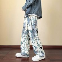 美式高街阔腿裤男潮牌小众设计坠感新款学生直筒宽松休闲百搭长裤