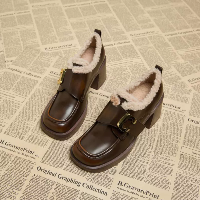 Shoes, demi-season warm high loafers for leather shoes