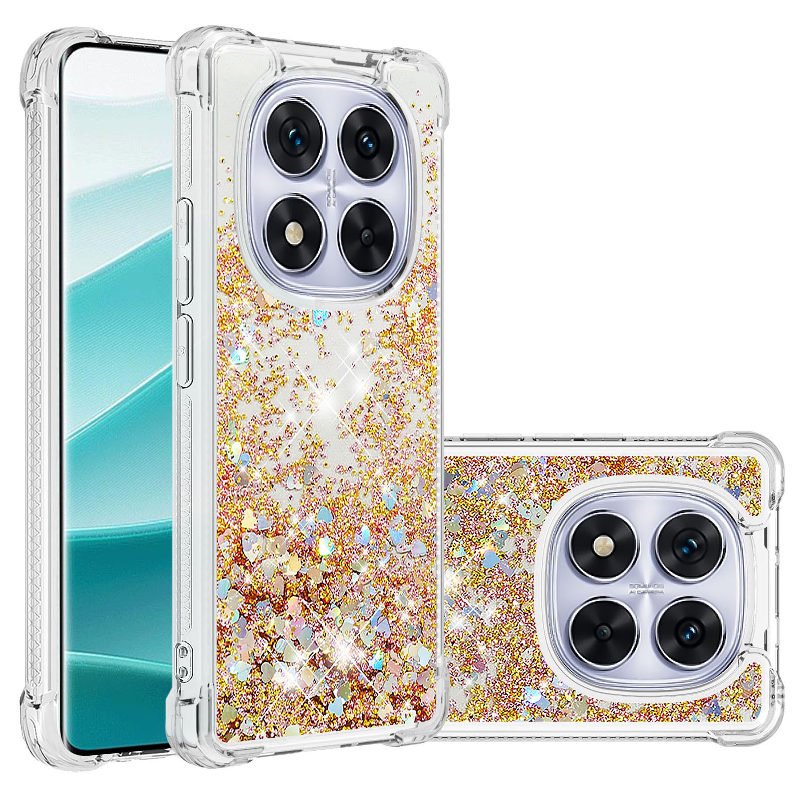 适用红米Note 14 Pro手机壳谷歌9A闪粉星星四角防摔流沙壳三星A56